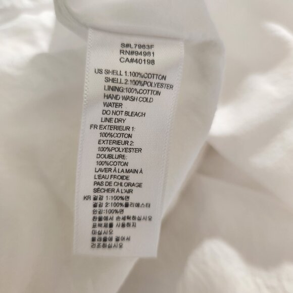 Forever 21 Size Small White Embroidered Ruched Tulle Hem Smocked Midi Dress - Picture 16 of 16